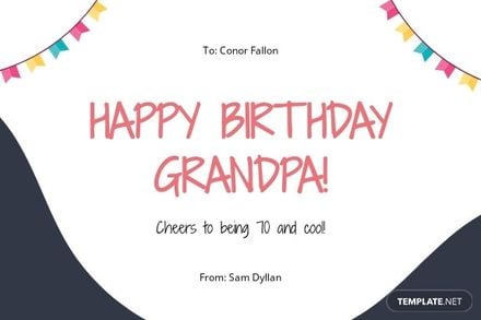 Grandfather 70th Birthday Card Template