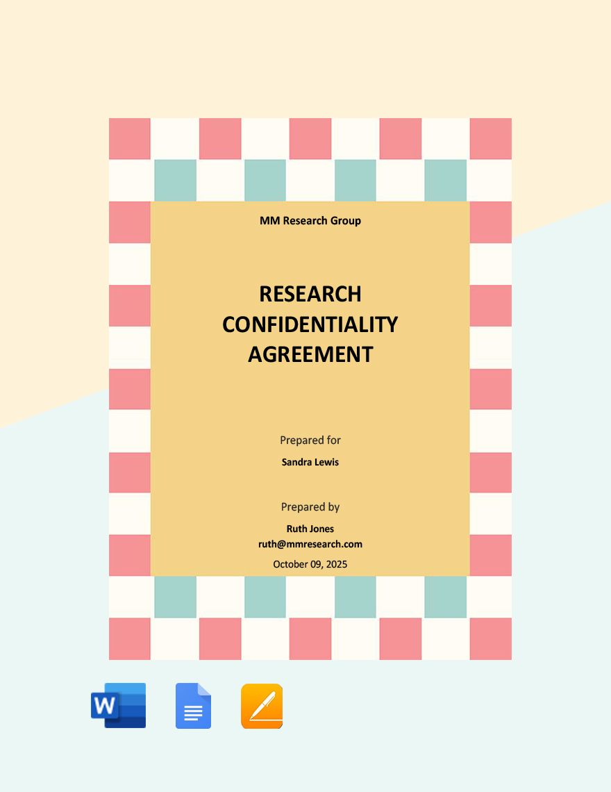 Research Confidentiality Agreement Template