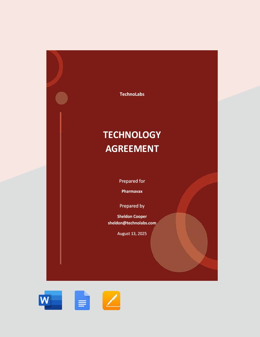 Technology Agreement Template in Word, Google Docs, Apple Pages