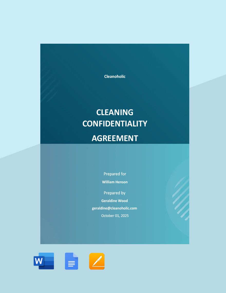 Cleaning Confidentiality Agreement Template
