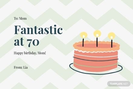 70th Birthday Card Template for Mom Template