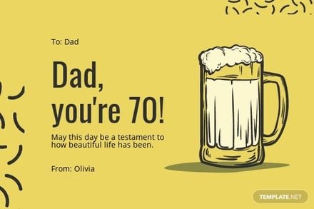70th Birthday Card Template for Dad Template