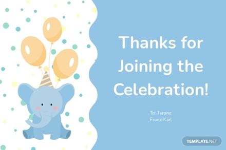 Thank You Card Template for Birthday Party