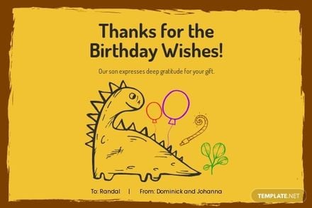 Kids Birthday Thank You Card Template