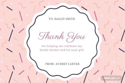 Bridal Shower Party Thank You Card Template