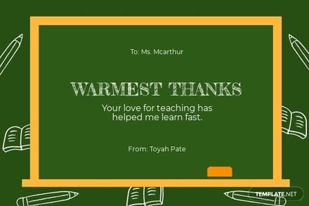 Simple Teacher Thank You Card Template
