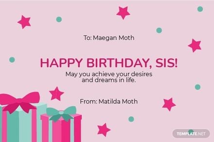 Happy Birthday Card Template For Sister in Word, Google Docs, Illustrator, PSD, Publisher