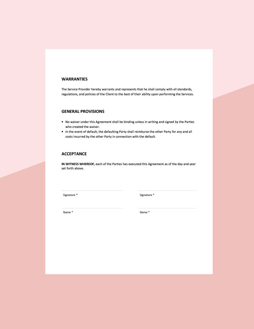 Cleaning Agreement Template