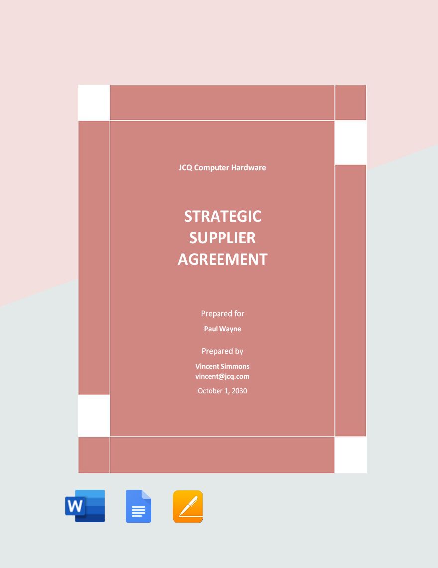 Strategic Supplier Agreement Template