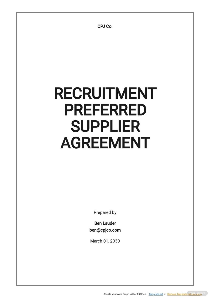Recruitment Preferred Supplier Agreement Template - Google Docs Inside preferred vendor agreement template