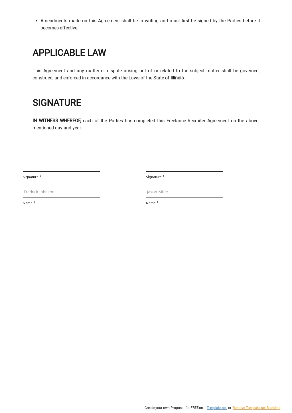Freelance Recruiter Agreement Template in