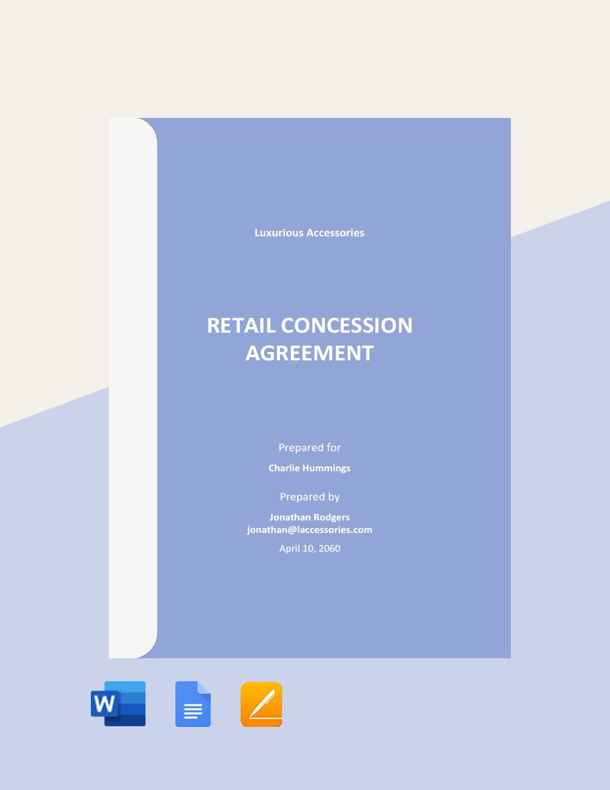 Free Retail Concession Agreement Template in Word, Google Docs, Apple Pages