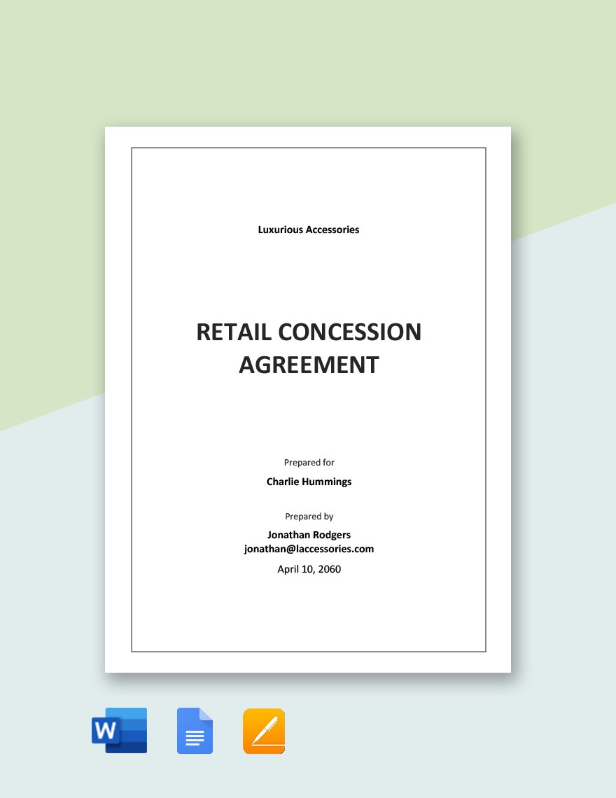 Retail Agreement Template Google Docs, Word, Apple Pages