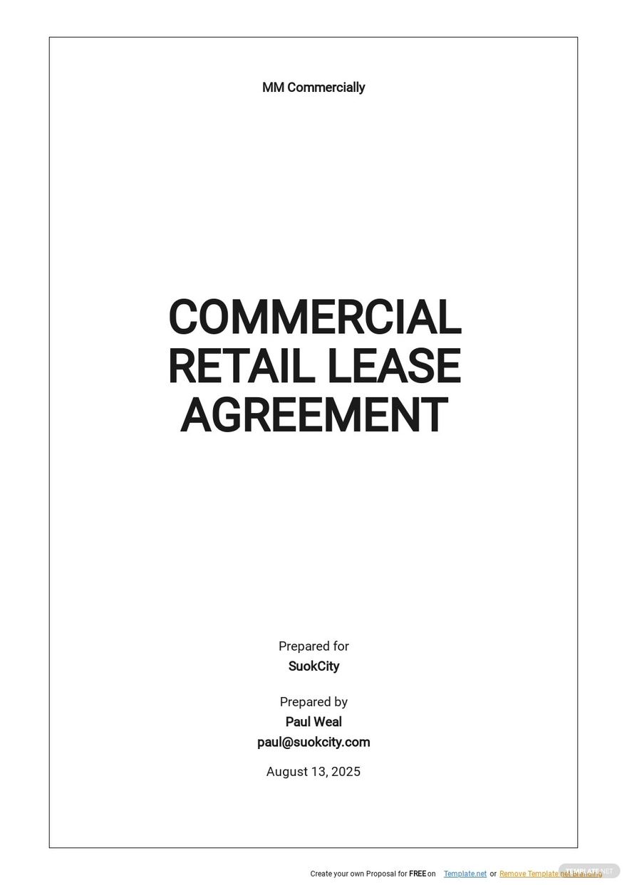 Commercial Retail Lease Agreement Template