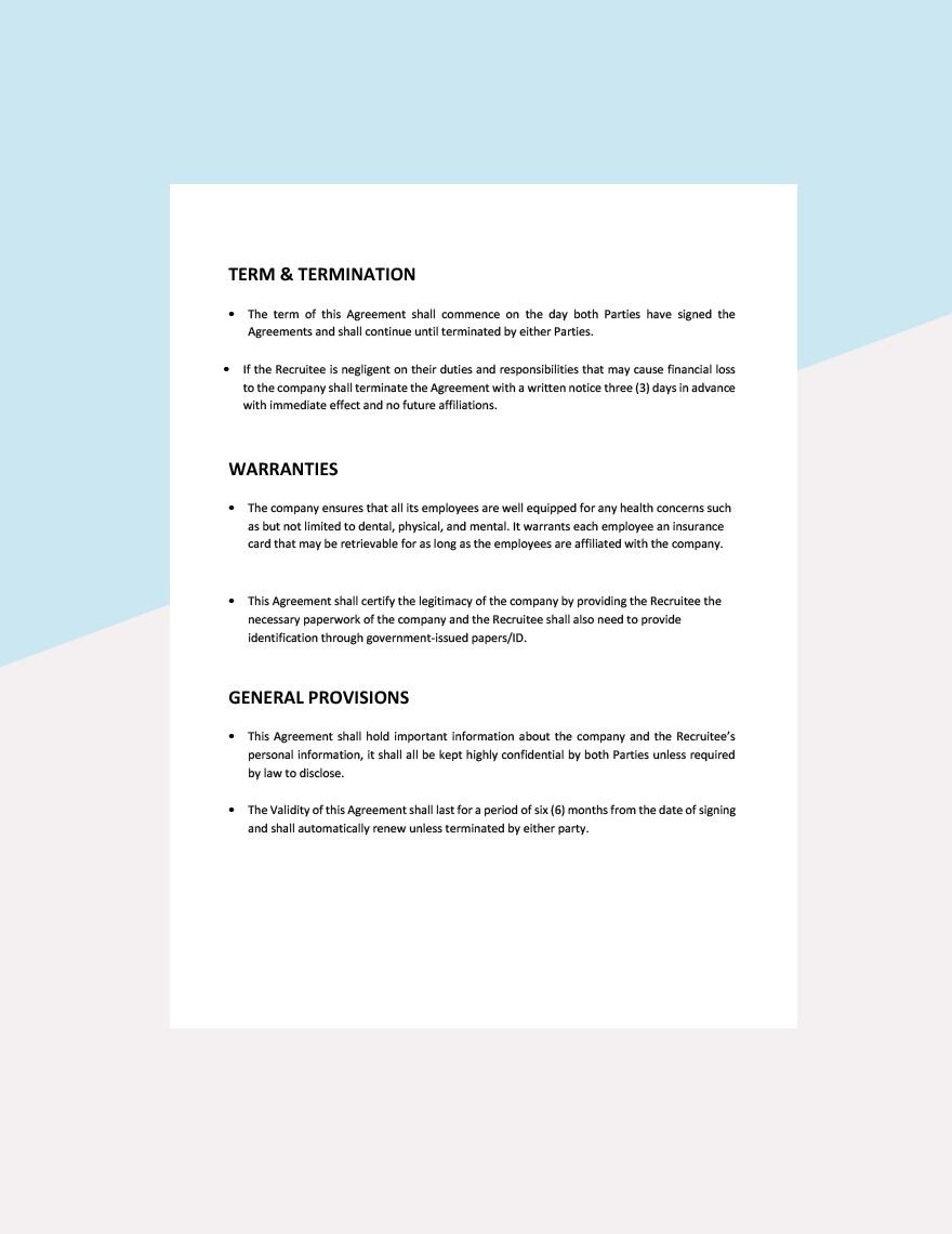 Recruiting Service Level Agreement Template