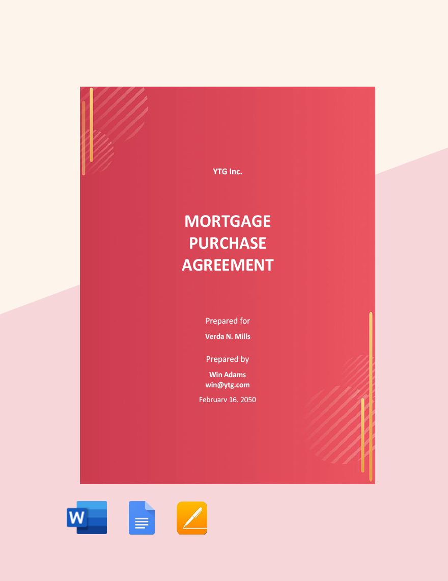 Mortgage Purchase Agreement Template