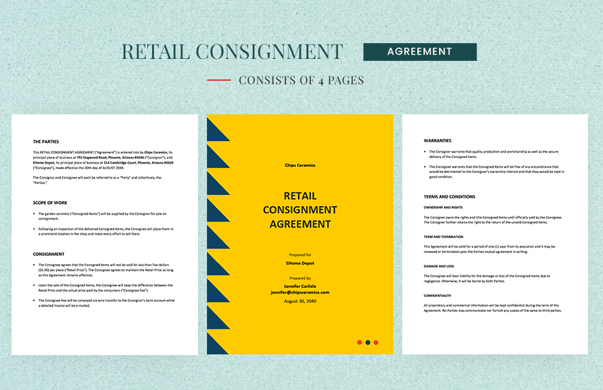 Retail Consignment Agreement Template