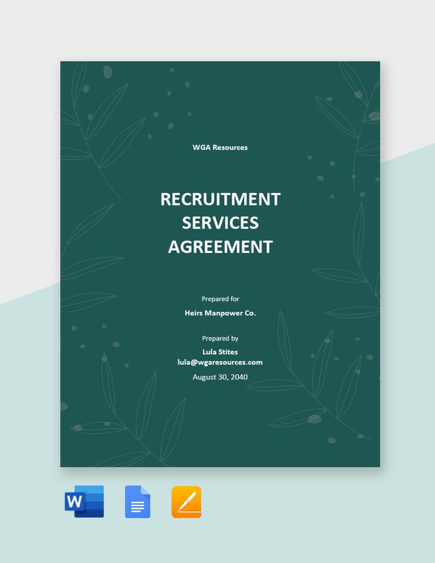 Recruitment Services Agreement Template in Word, Google Docs, Apple Pages
