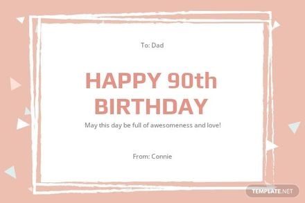 90th Birthday Card Template For Dad