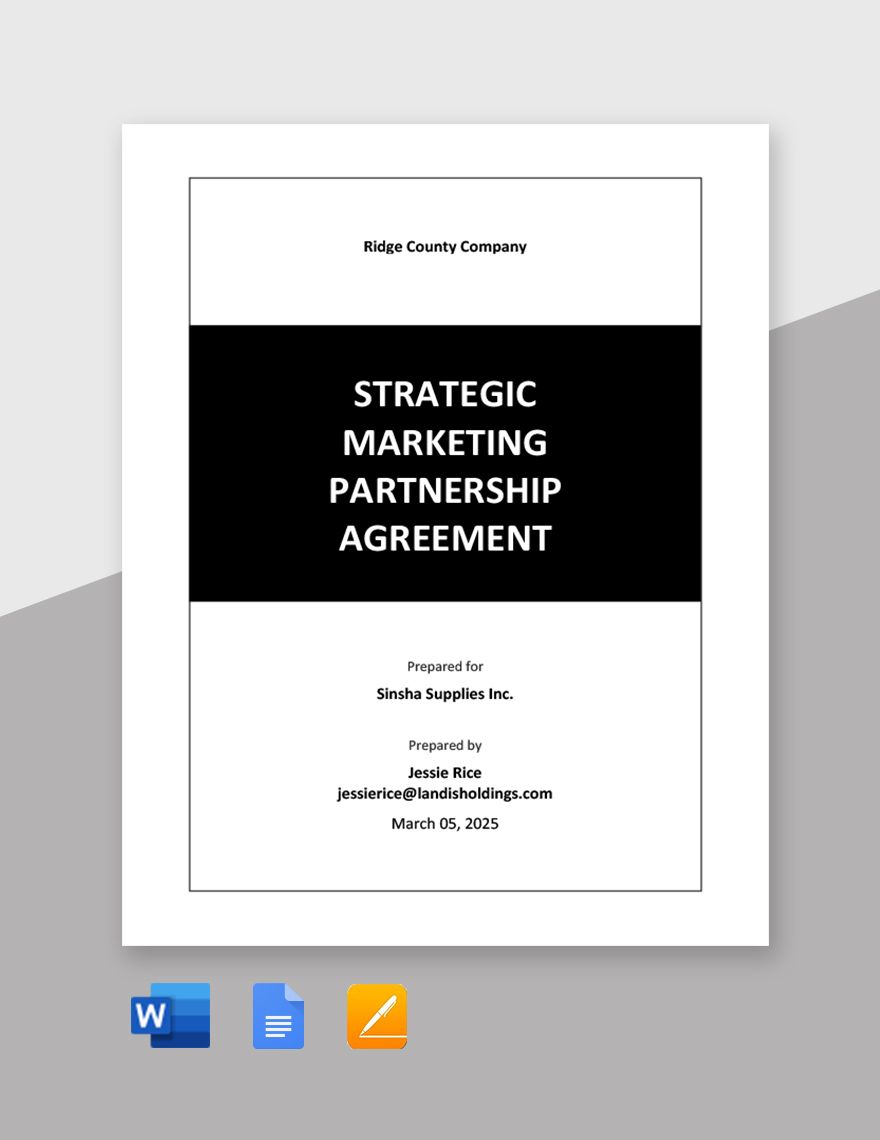 Strategic Marketing Partnership Agreement Template