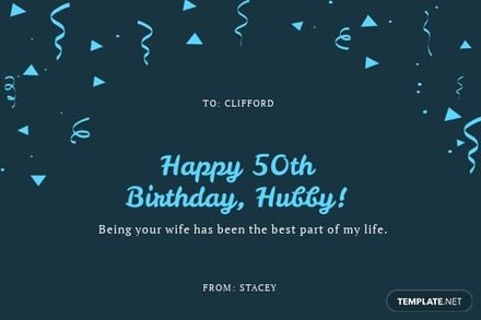 Husband 50th Birthday Card Template in Word, Google Docs, Illustrator, PSD, Publisher