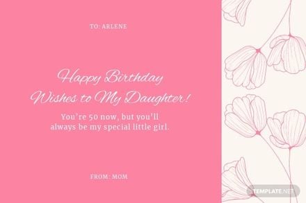 Daughter 50th Birthday Card Template