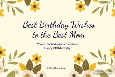 Mom 80th Birthday Card Template