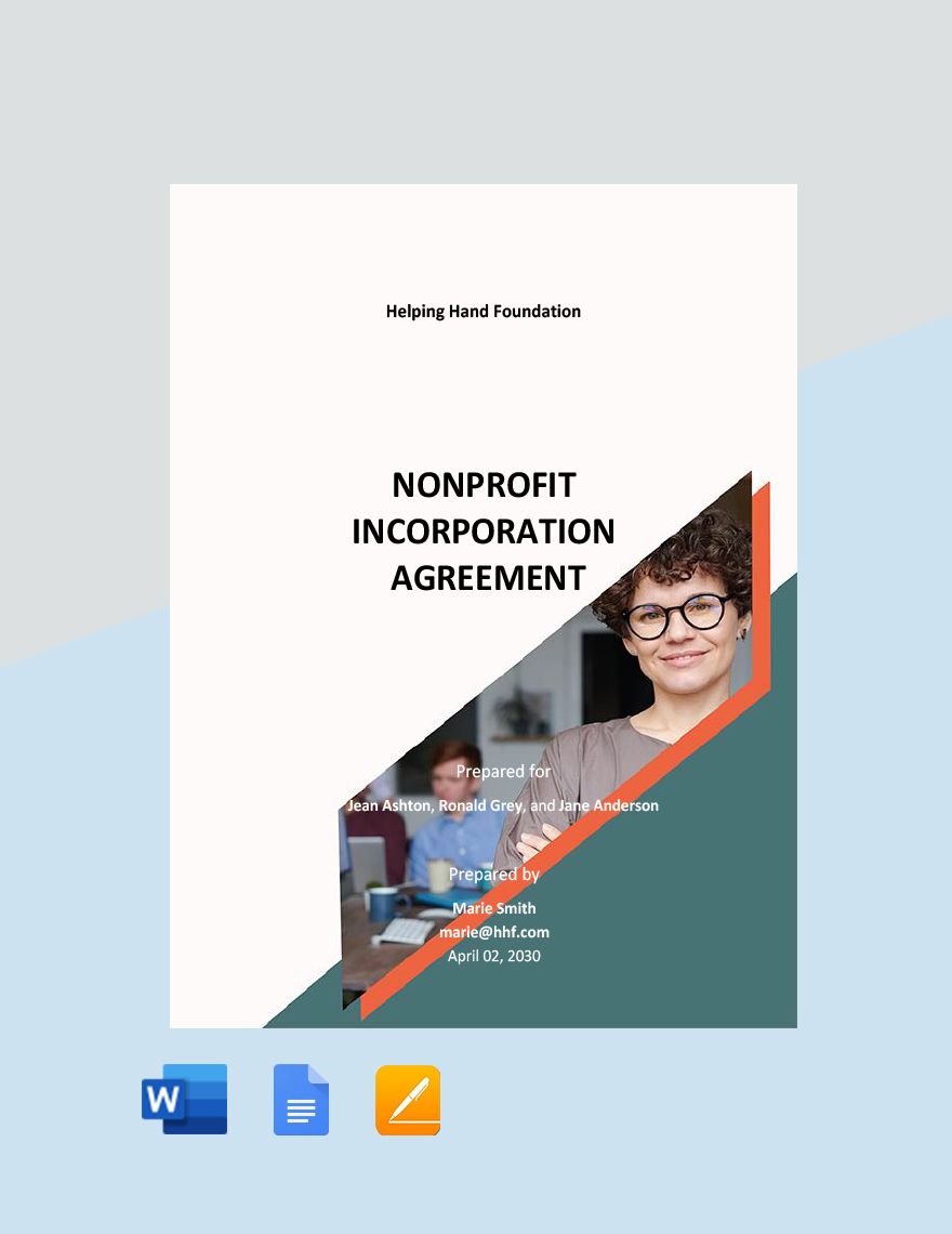 Nonprofit Incorporation Agreement Template in Word, Google Docs, Pages - Download | Template.net