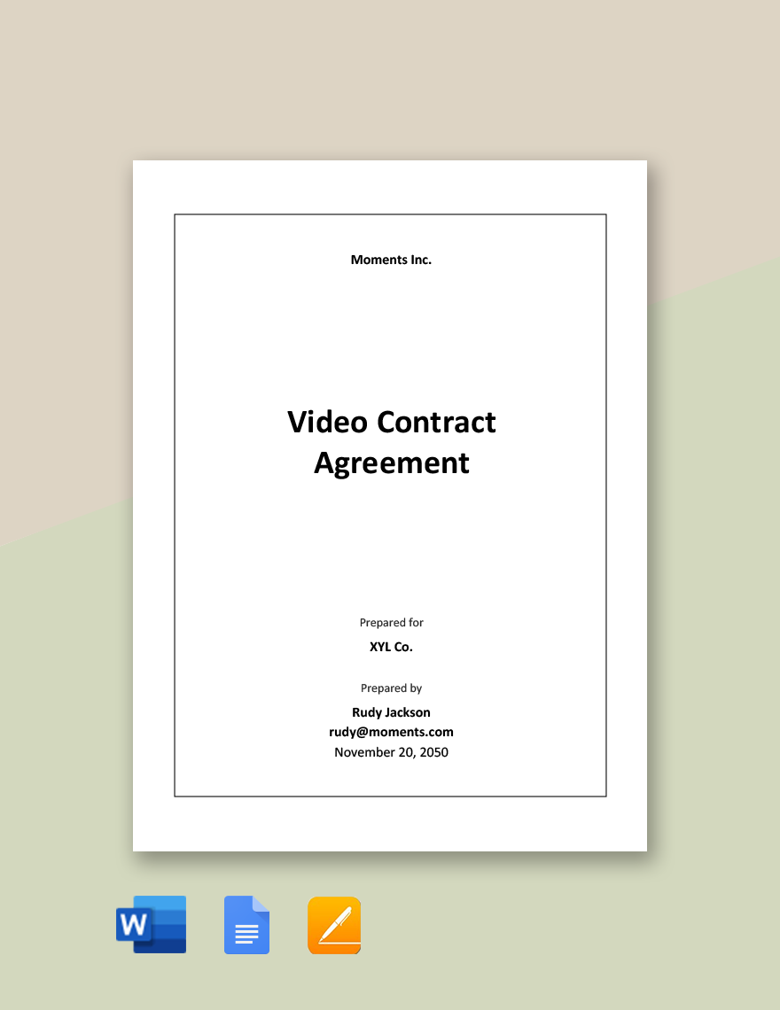 Video Production Agreement Contract Template Google Docs Word Apple