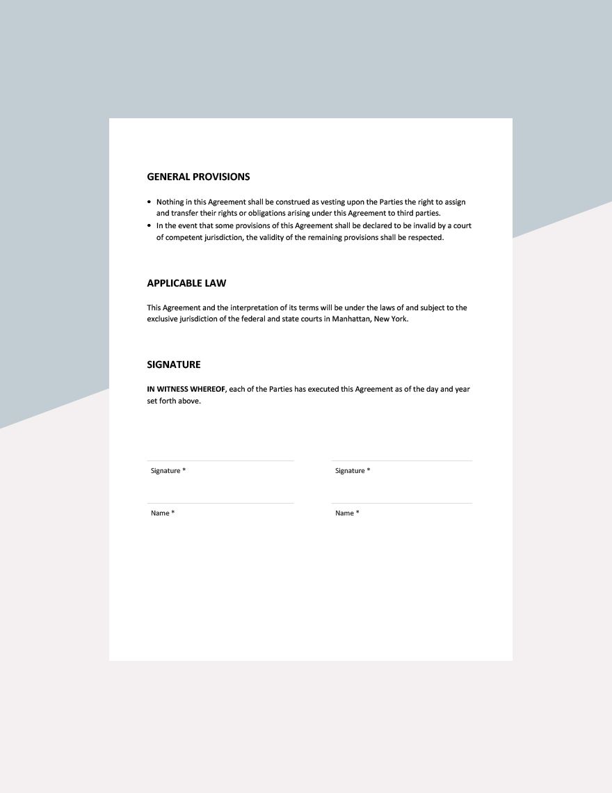 Photos and Video Media Agreement Template