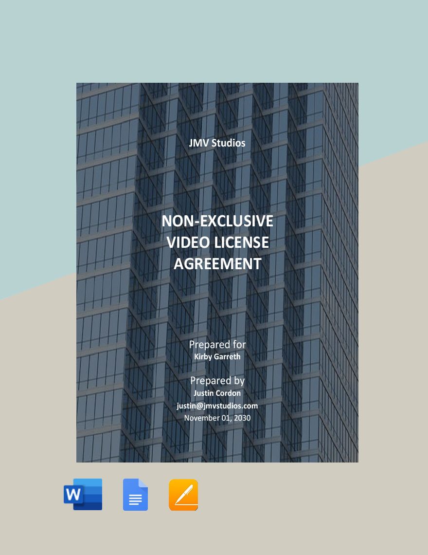 Non-Exclusive Video License Agreement Template in Word, Google Docs, Apple Pages