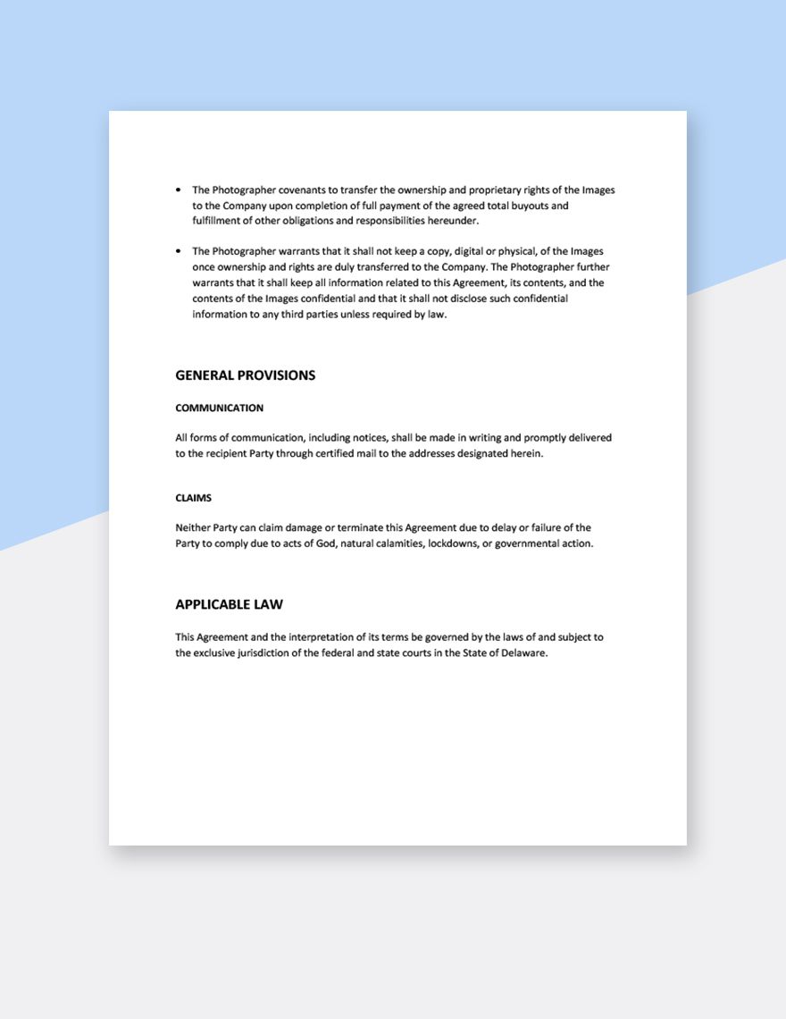 Photography Buyout Agreement Template