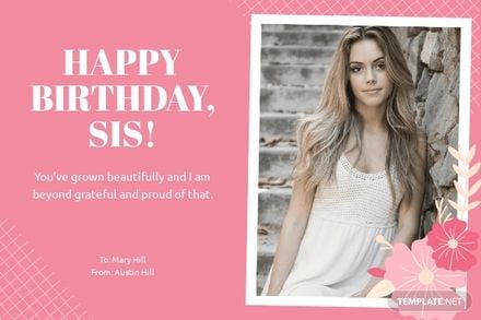 Birthday Greeting Card Template For Sister