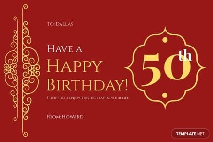 Special 50th Birthday Card Template