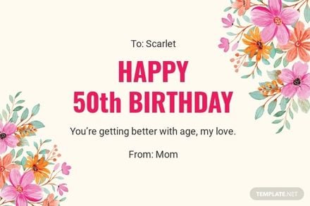 50th Birthday Card Template For Daughter