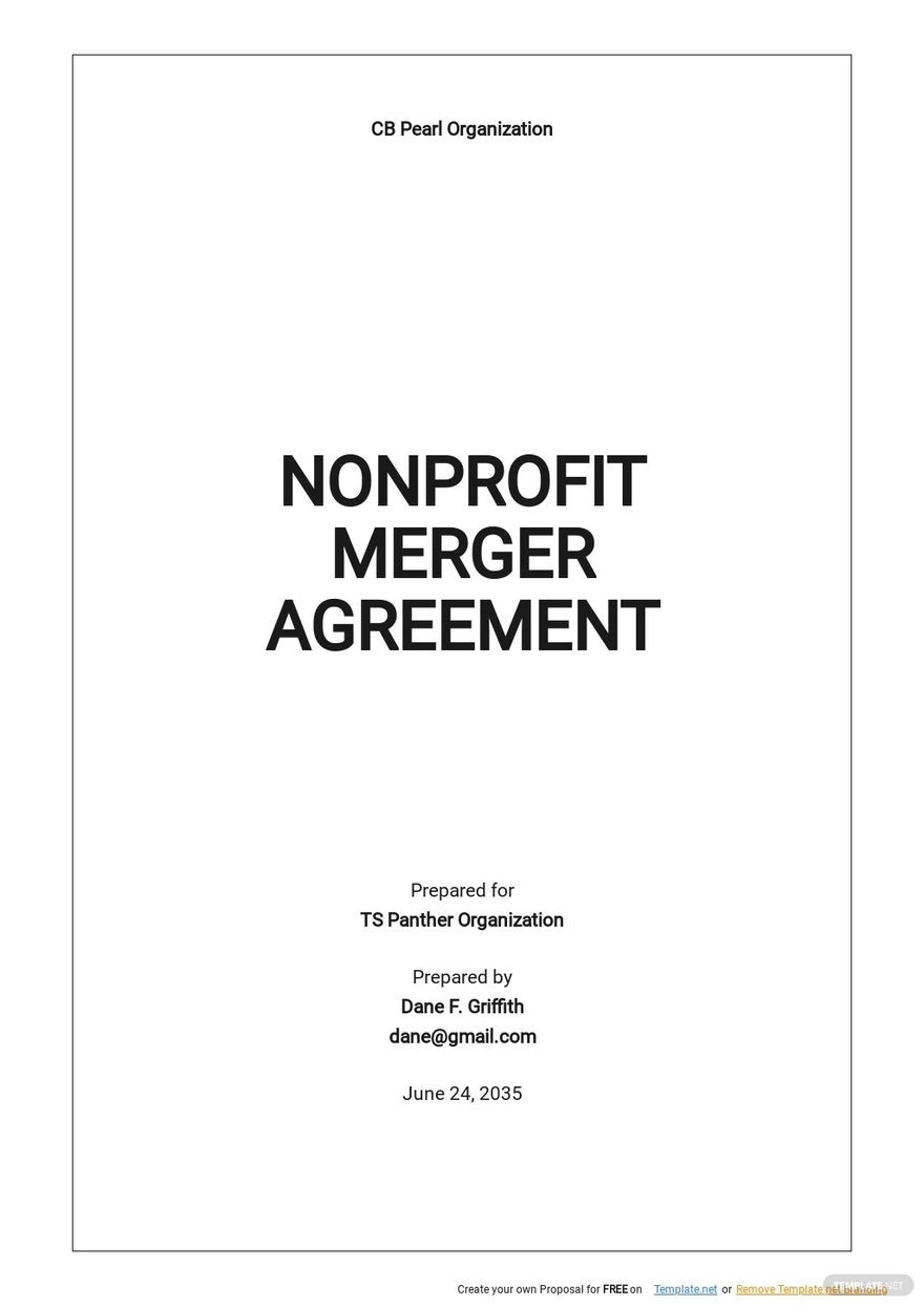 Nonprofit Merger Agreement Template Google Docs Word Apple Pages