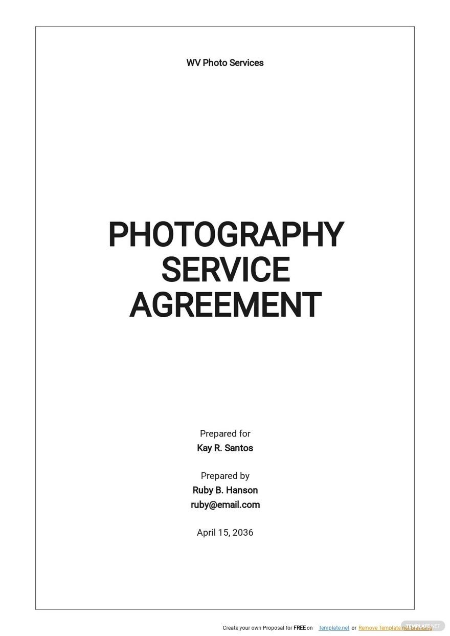 Photography Agreement Template Google Docs Word Apple Pages