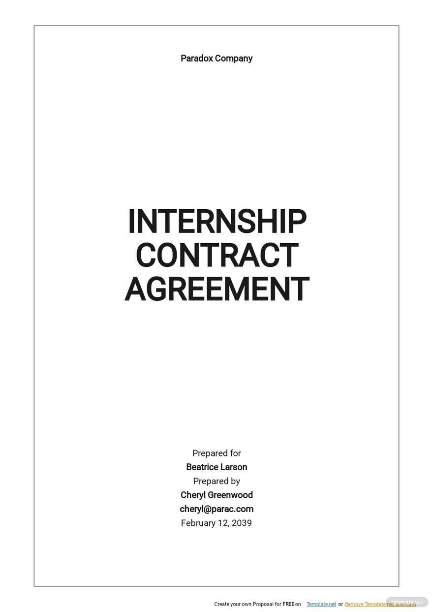 Paid Internship Agreement Template [Free PDF]