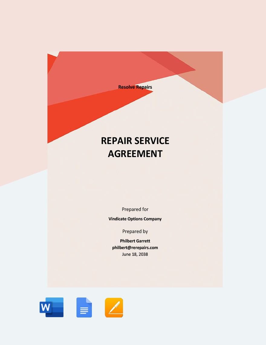 Repair Service Agreement Template