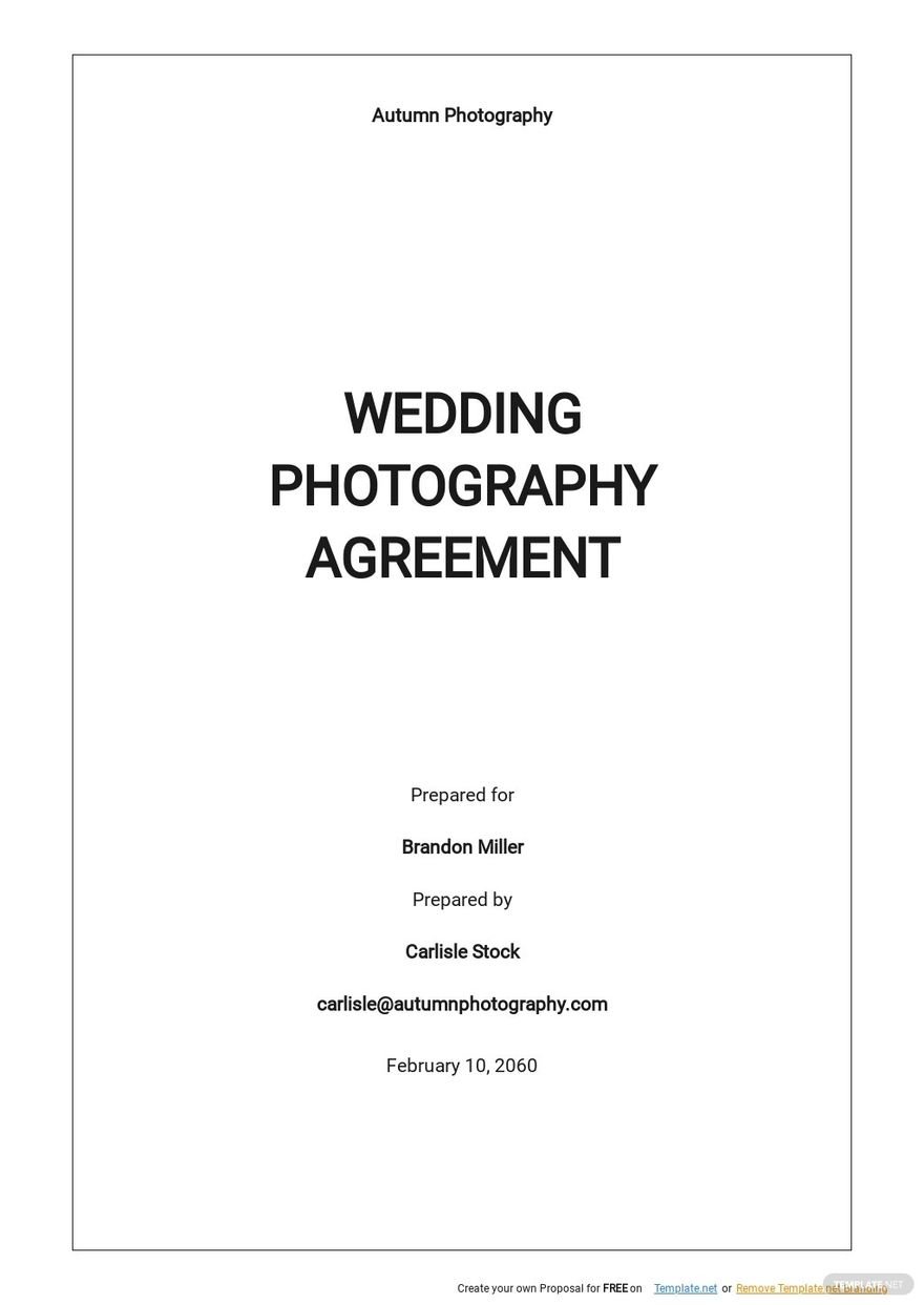 Wedding Photography Agreement Template 