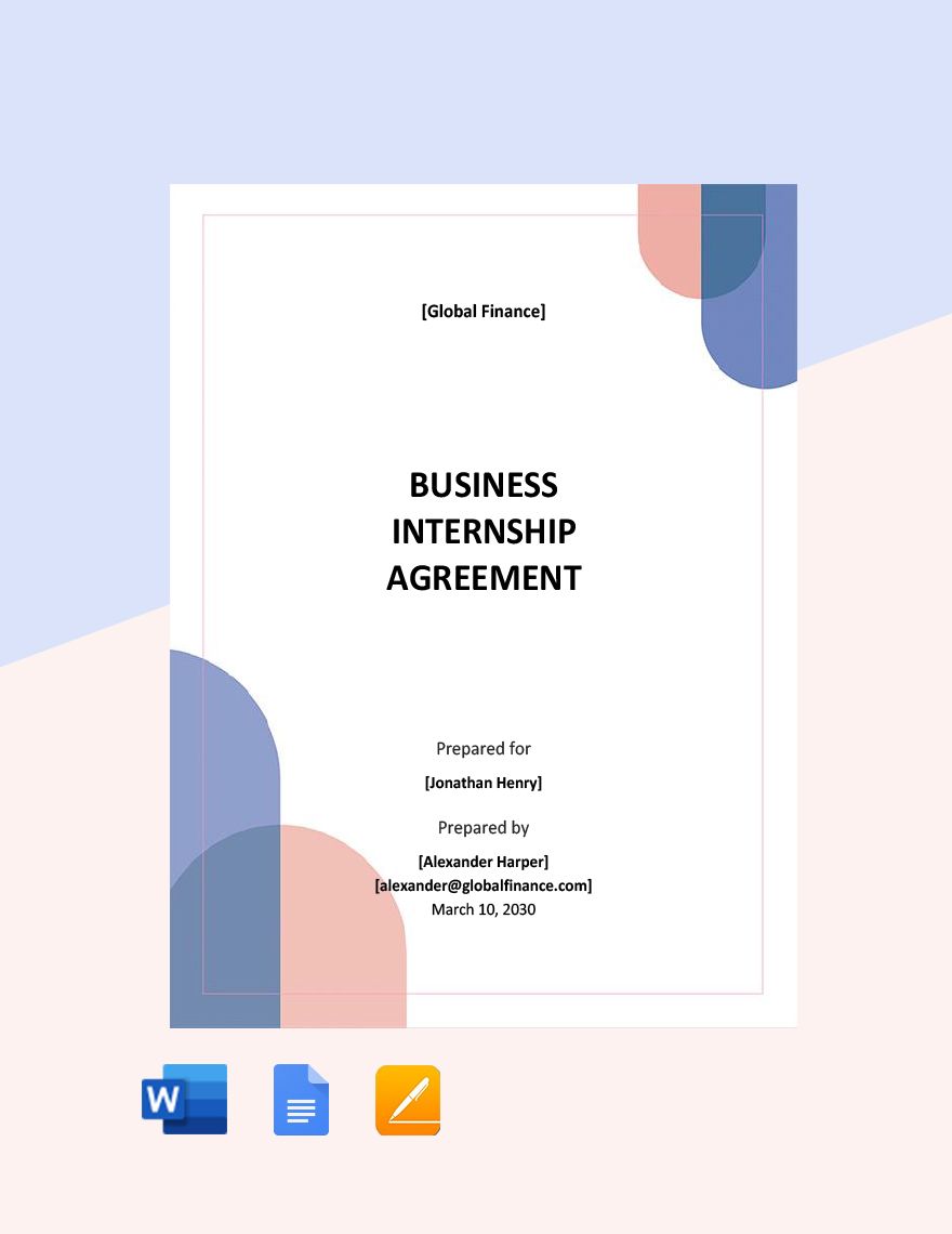 Business Internship Agreement Template 