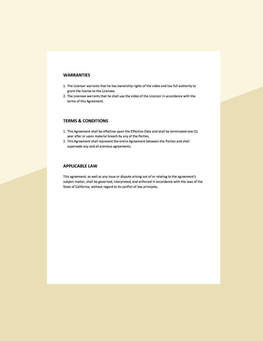 Video License Agreement Template 