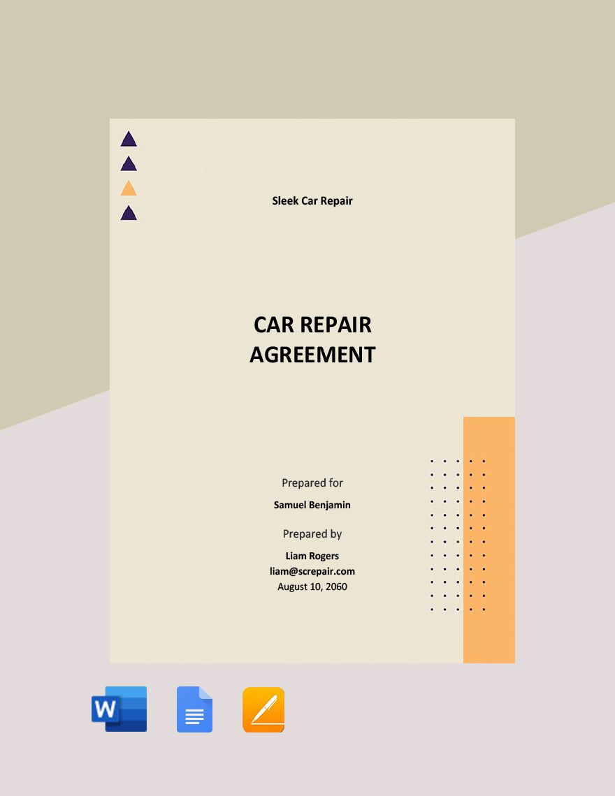 Car Repair Agreement Template 