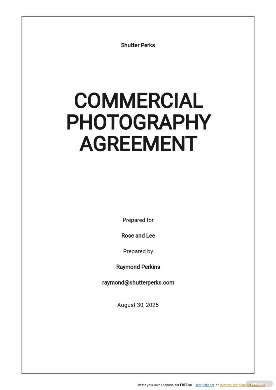 Commercial Photography Agreement Template Google Docs Word Apple