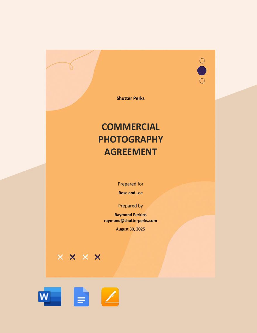 Commercial Photography Agreement Template in Word, Google Docs, Pages - Download | Template.net