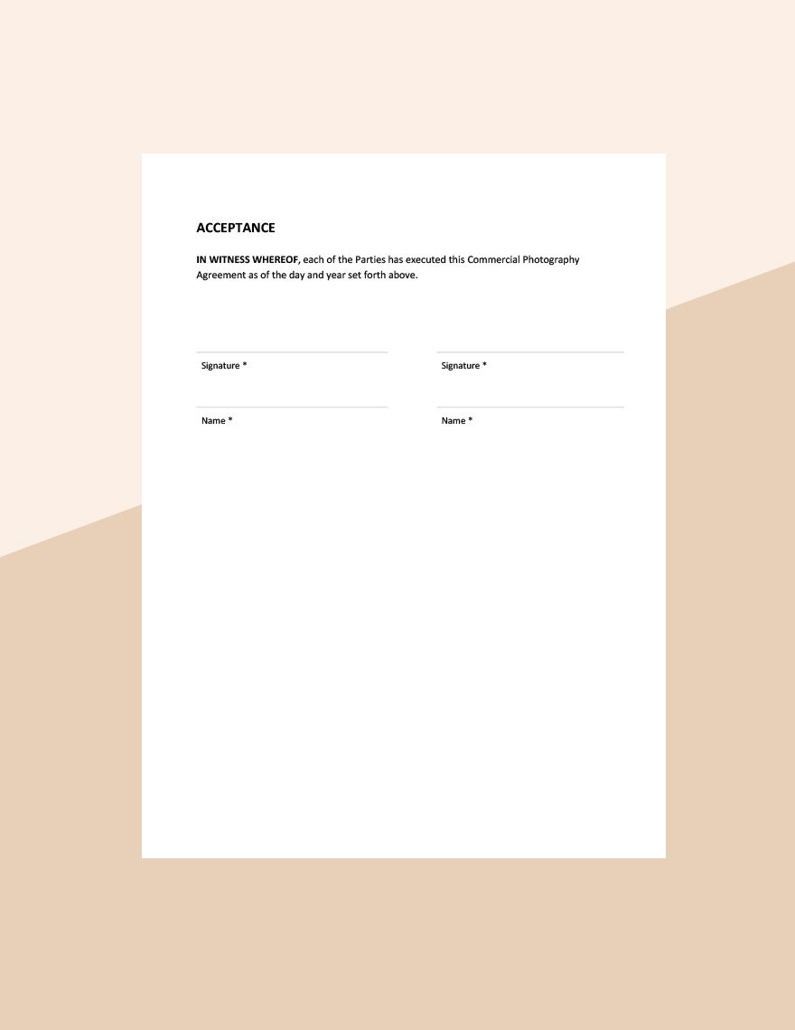Commercial Photography Agreement Template