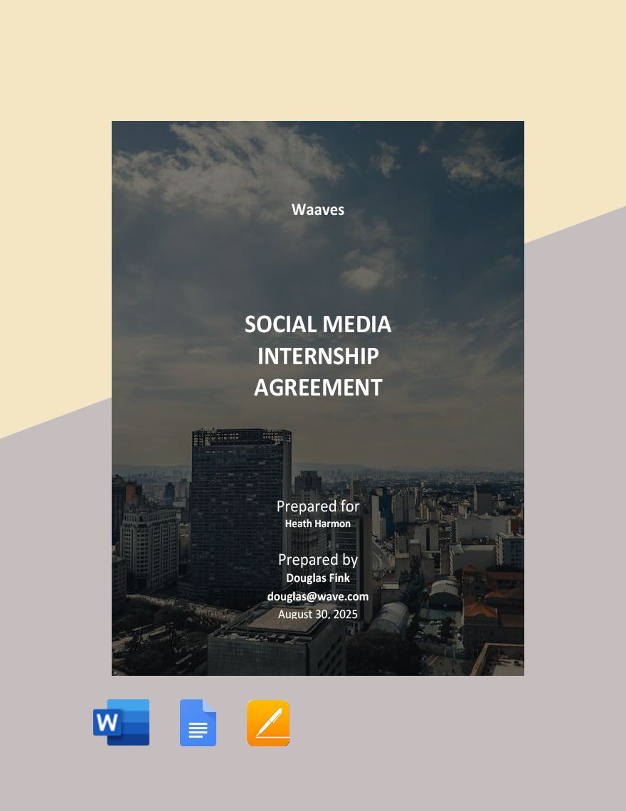 Social Media Internship Agreement Template