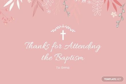 Thank You For Coming Baptism Card