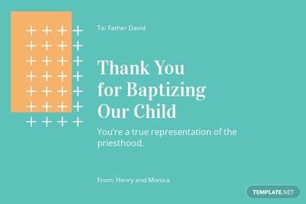 Baptism Thank You Card For Priest