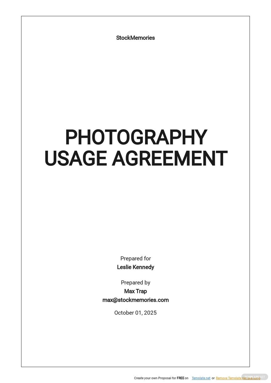 Photography Usage Agreement Template Google Docs, Word, Apple Pages
